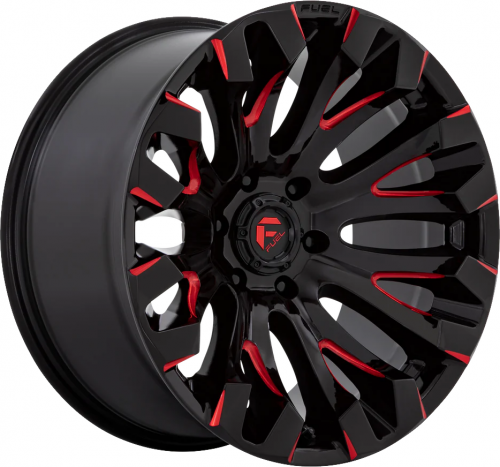 Fuel Quake 20x10 6/139.7 -18 Gloss Black Milled Red spokes