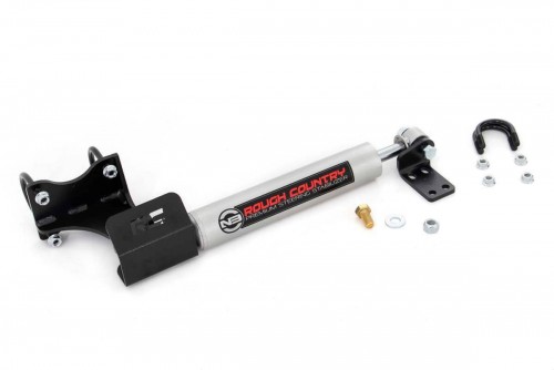 Rough Country N3 Steering Stabilizer, Axle Bracket, 2-8 Inch Lift, Jeep Wrangler JK (07-18)