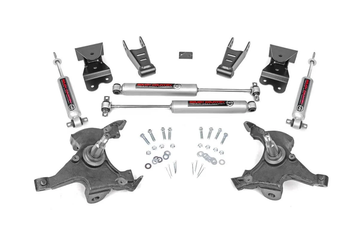 Rough Country Lowering Kit,2 Inch FR, 4 Inch RR, Chevy C1500, K1500 Truck 2WD (88-99)