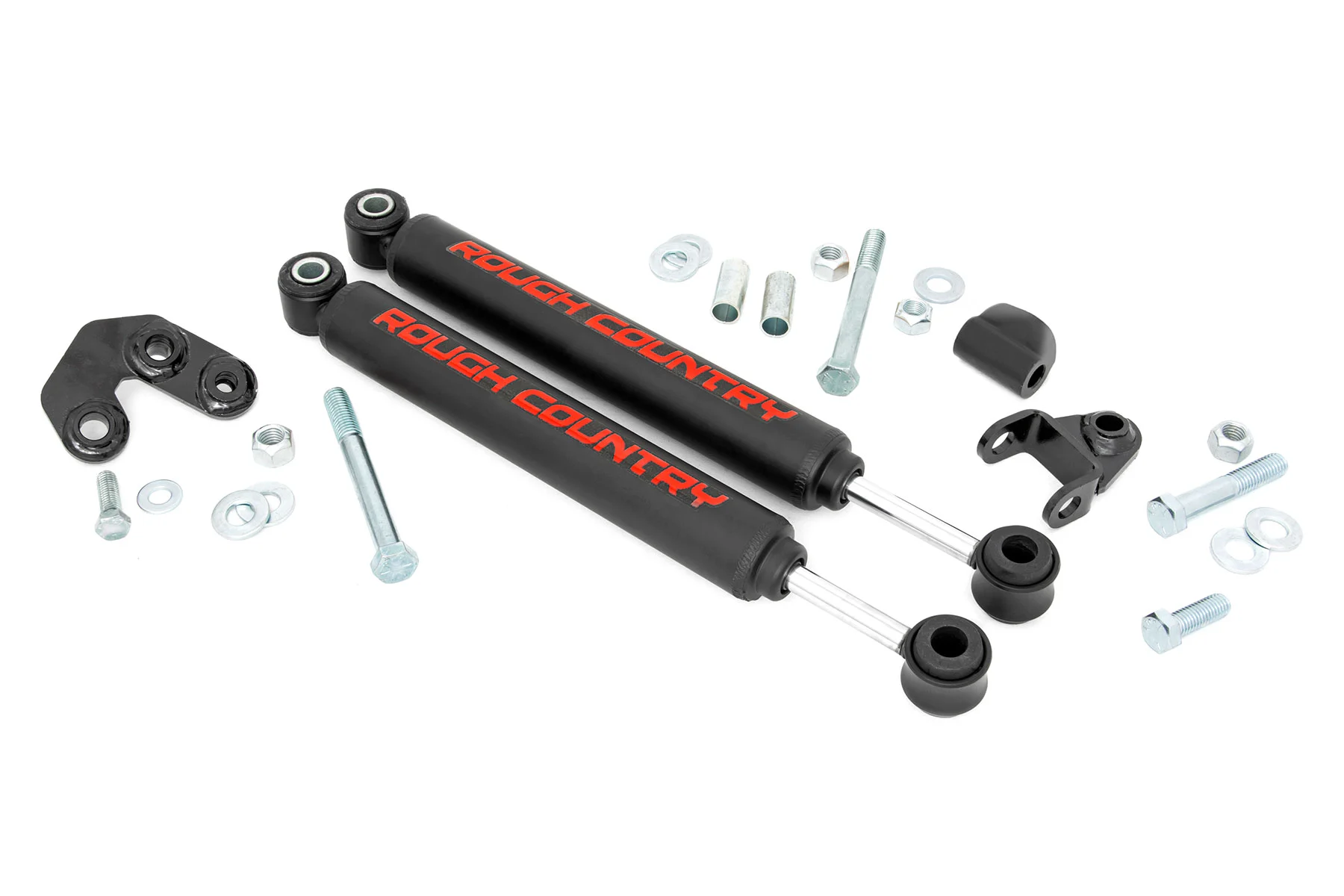 Rough Country Dual Steering Stabilizer, 2.5-6.5 Inch Lift, Jeep Comanche MJ, Wrangler TJ, Wrangler Unlimited